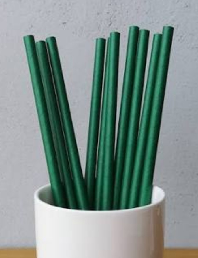 Green color paper  straw