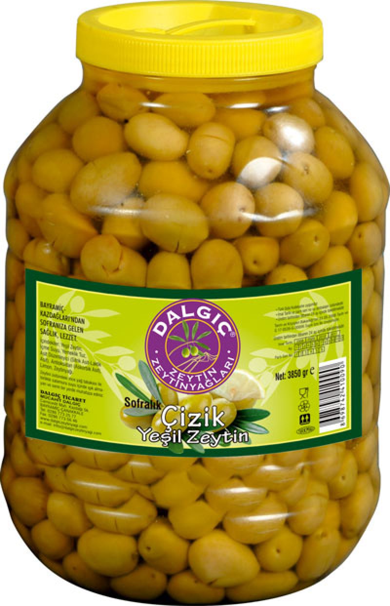 Scratched Green Olives