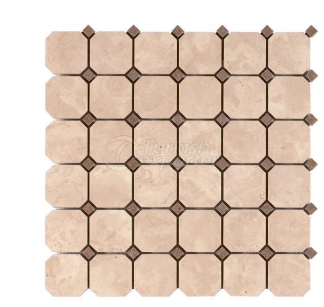 Octagon Mosaic Light Travertine Noce