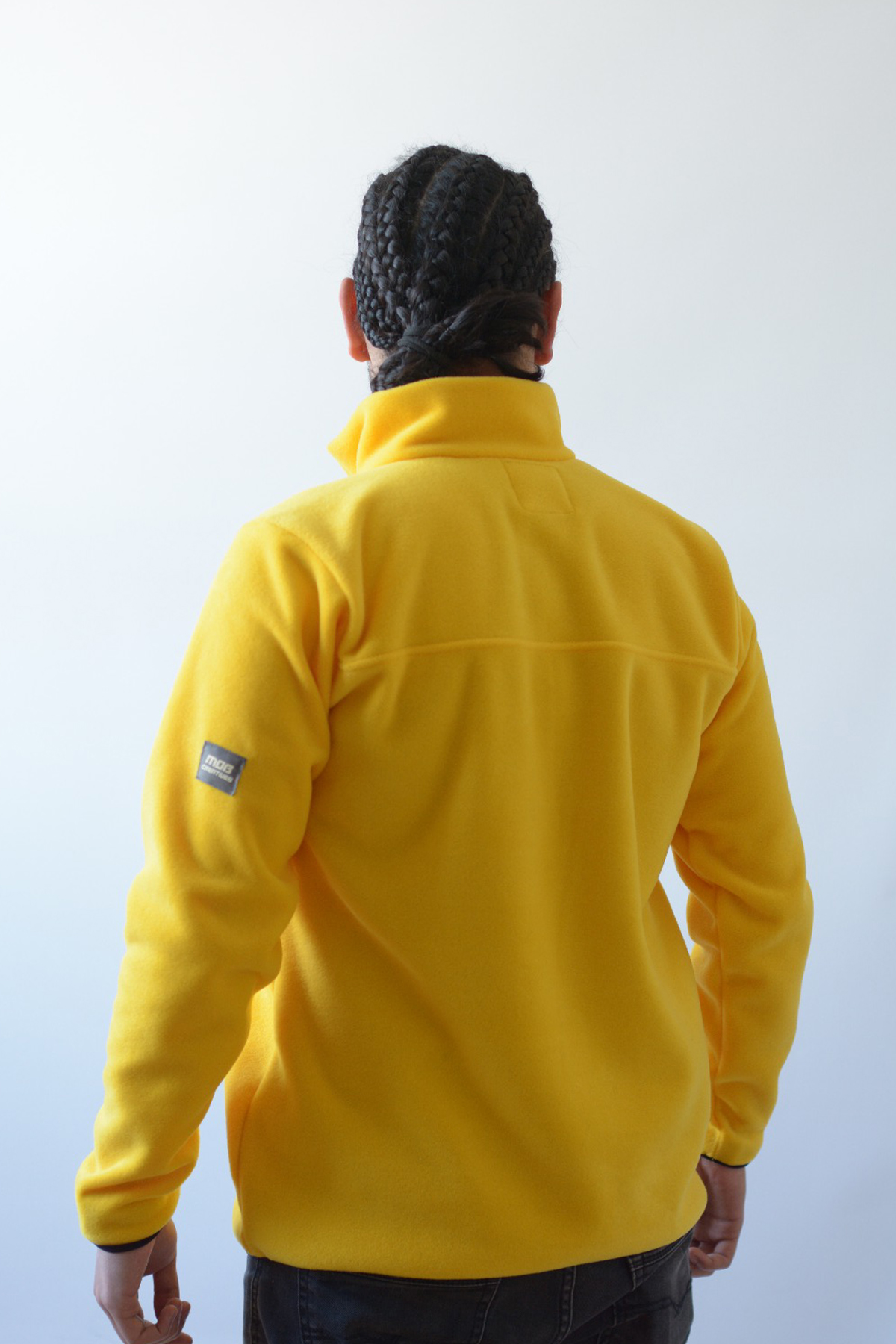 High Collar Yoke Orange Fleece Sweatshirt