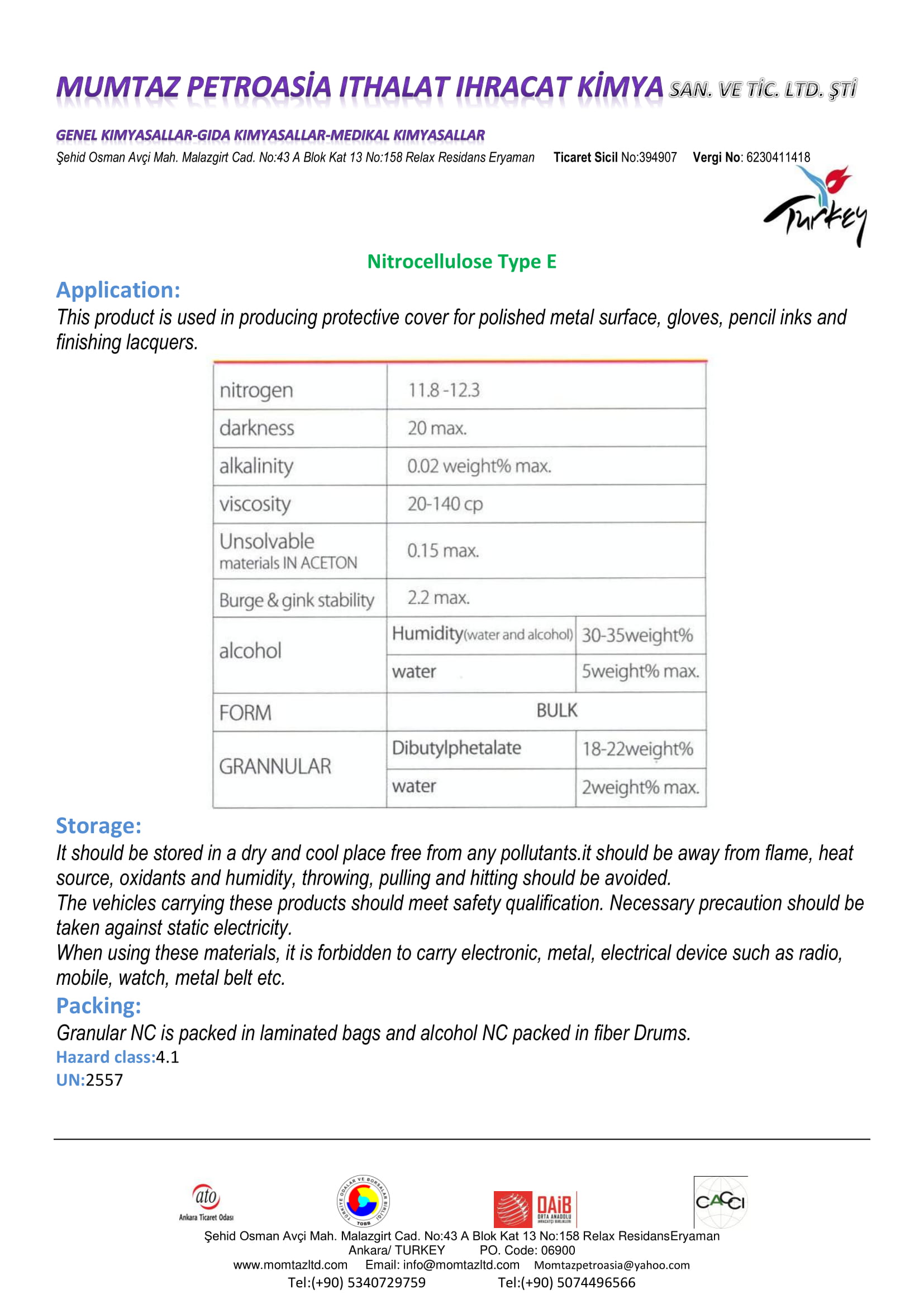 nitrocellulose granular