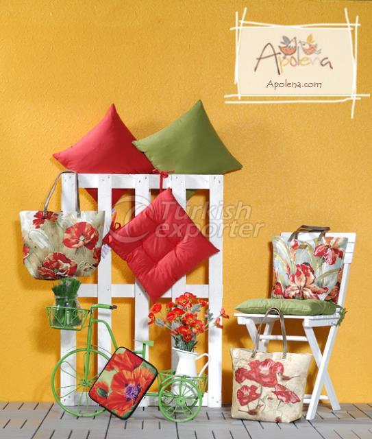 Almohada de amapola roja y verde