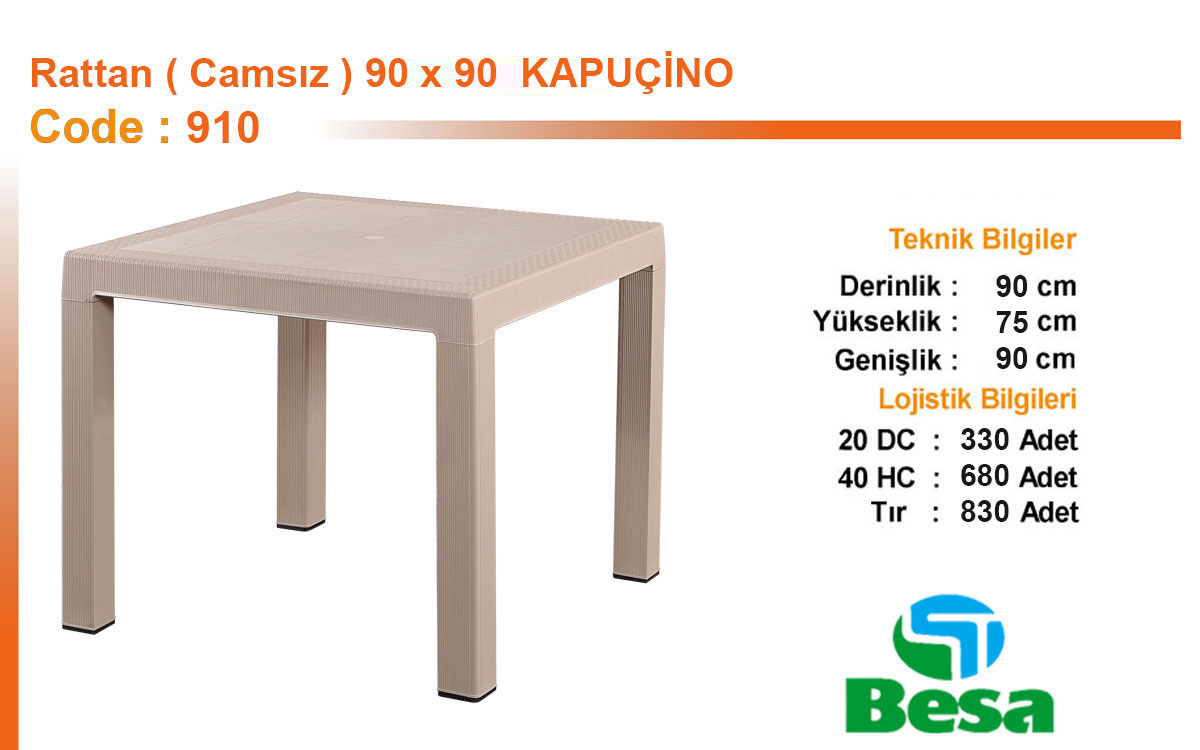 Plastik Rattan Kahve Sehpası - 910