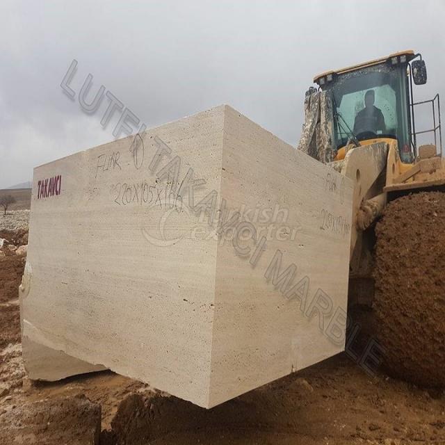 LIGHT TRAVERTINE VEIN CUT BLOCK