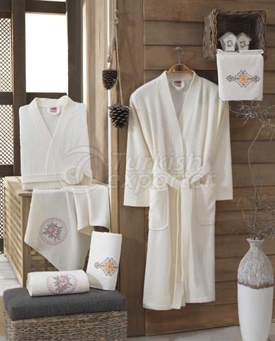 Smart Cotton Bathrobe Set - Cream - Cream (8698499307780)